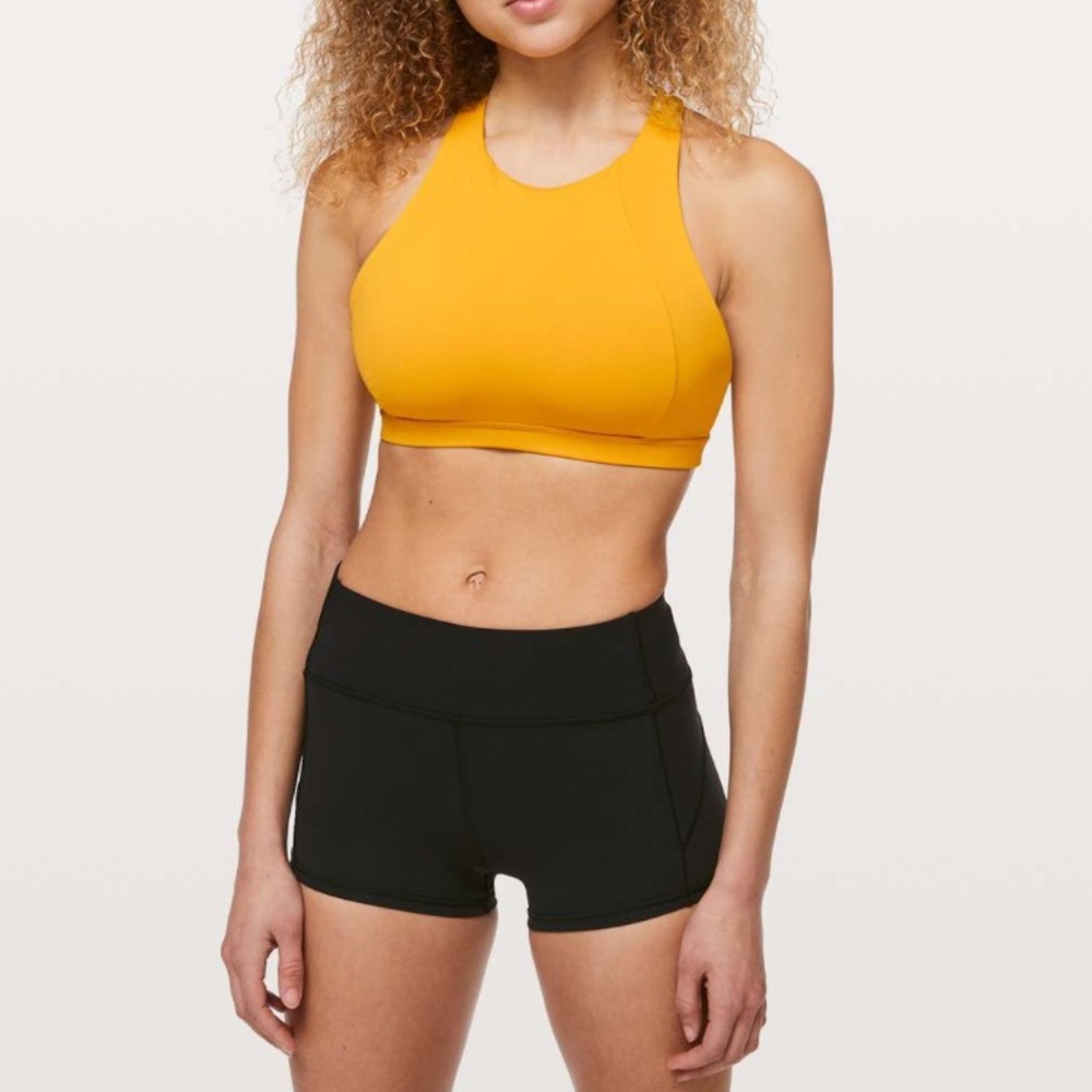 Lululemon Free To Be Serene Sports Bra High Neck in Honey Lemon C/D Cup
